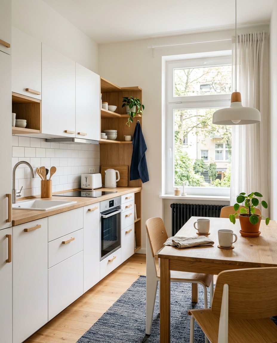 Helle, renovierte Küche in einer HGA-Wohnung in Hannover